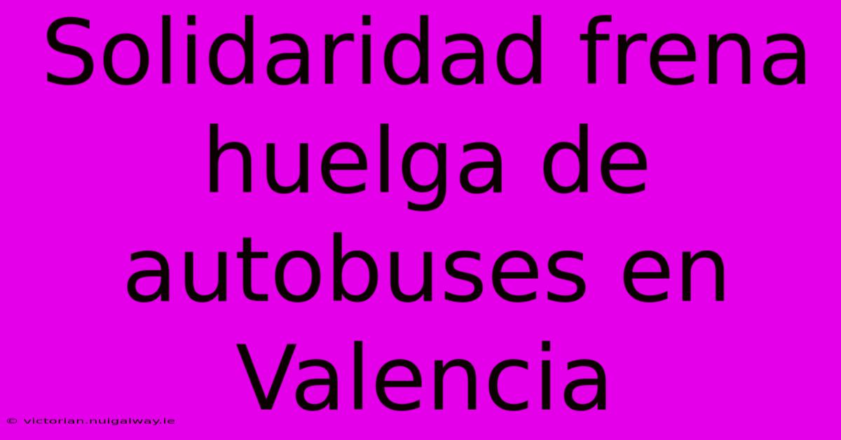 Solidaridad Frena Huelga De Autobuses En Valencia