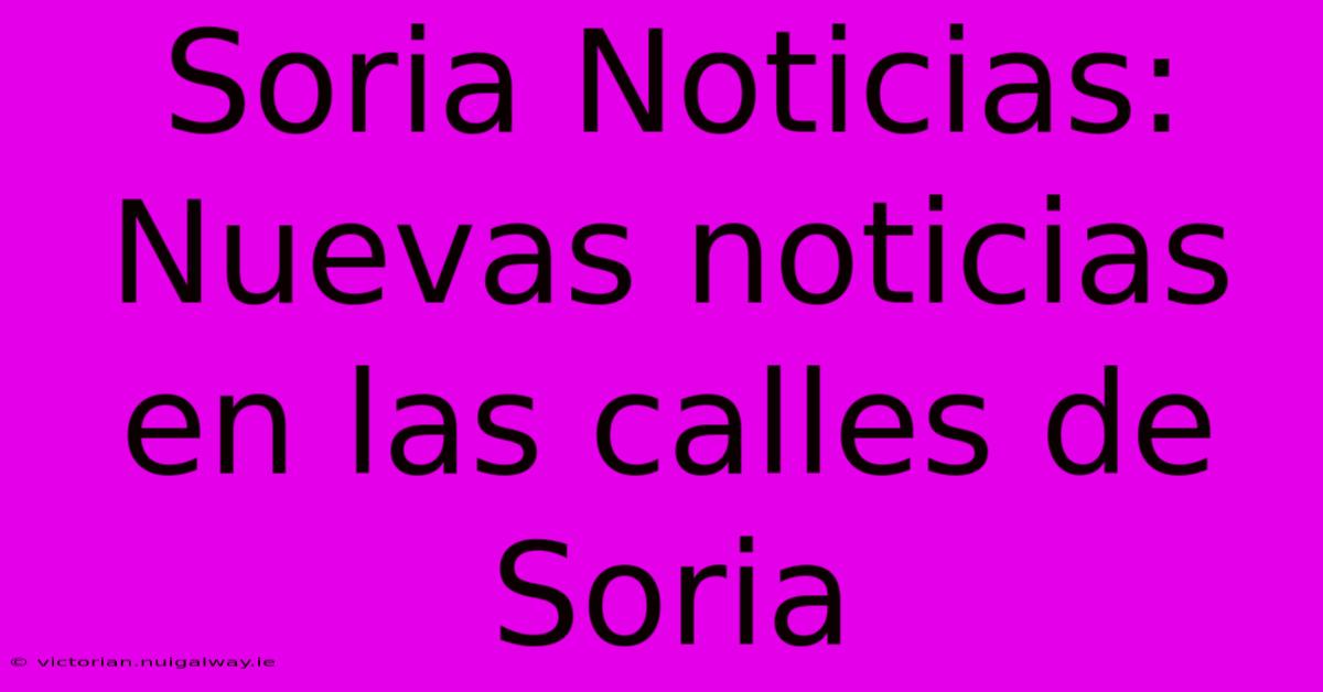 Soria Noticias: Nuevas Noticias En Las Calles De Soria