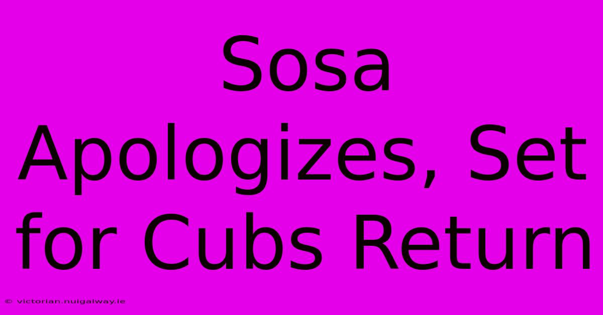 Sosa Apologizes, Set For Cubs Return