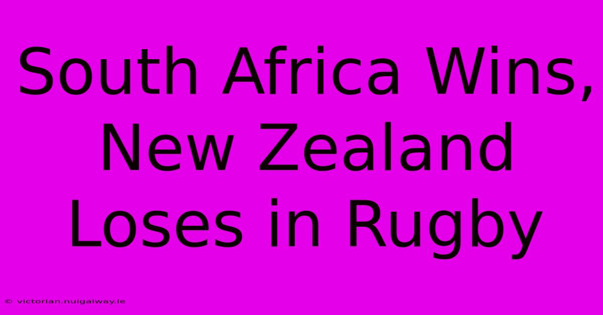 South Africa Wins, New Zealand Loses In Rugby