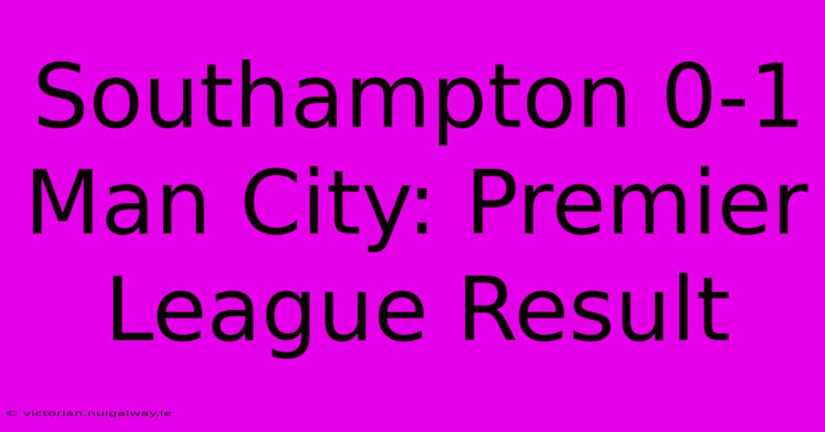 Southampton 0-1 Man City: Premier League Result