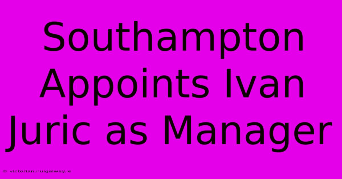 Southampton Appoints Ivan Juric As Manager