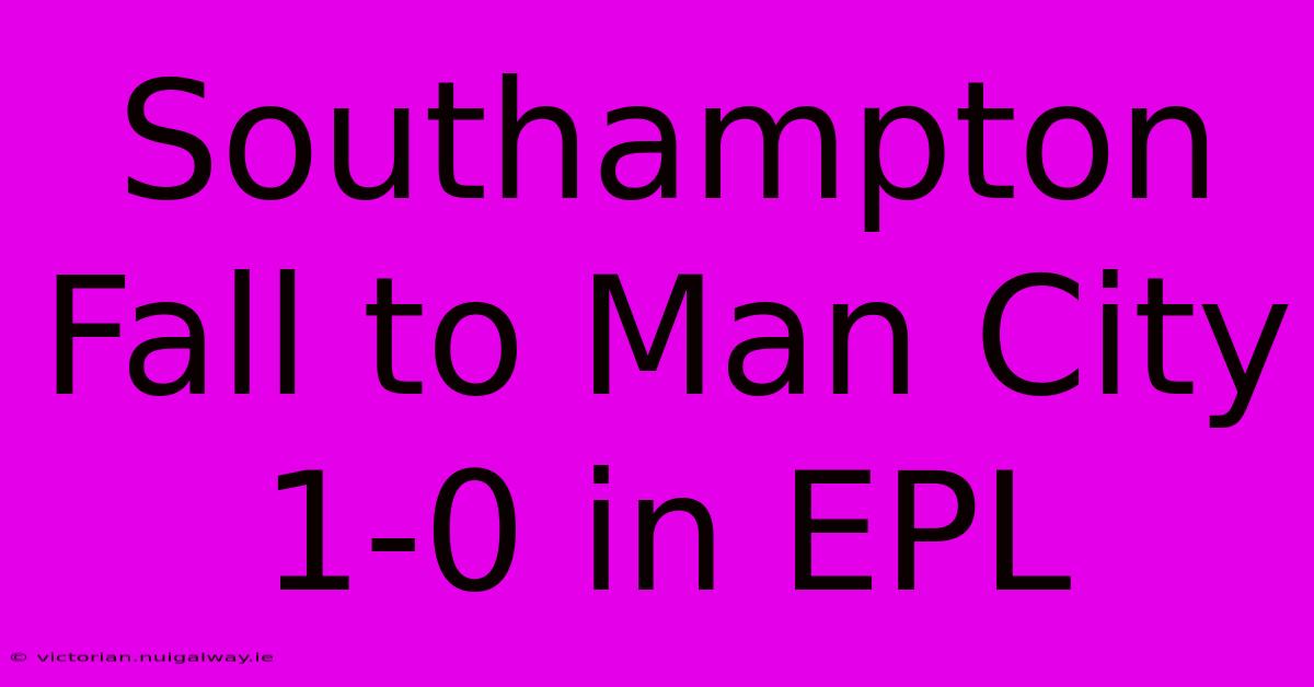 Southampton Fall To Man City 1-0 In EPL