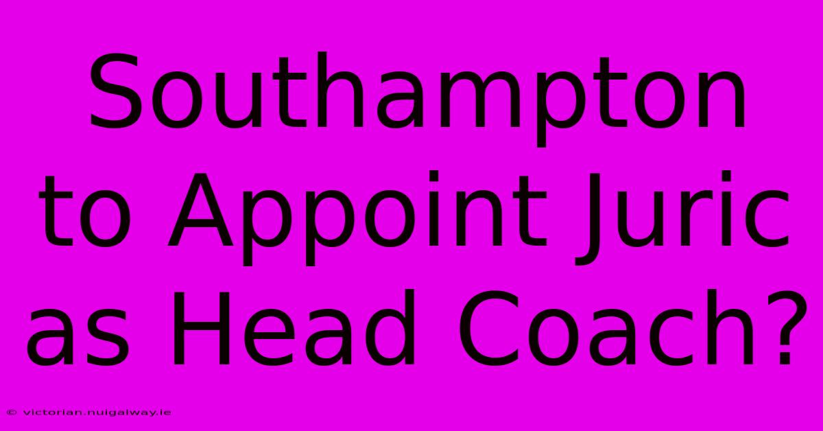 Southampton To Appoint Juric As Head Coach?