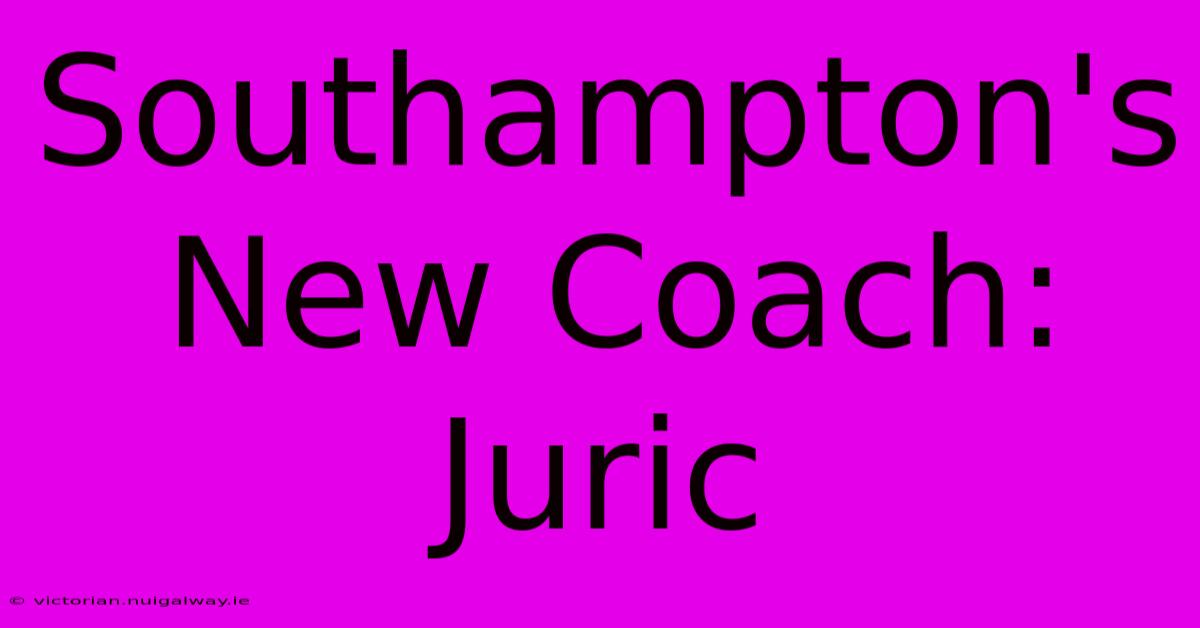 Southampton's New Coach: Juric