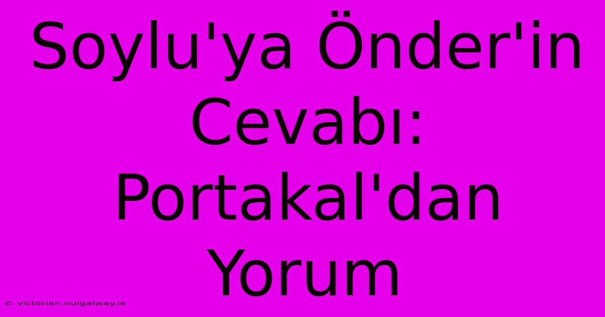 Soylu'ya Önder'in Cevabı: Portakal'dan Yorum