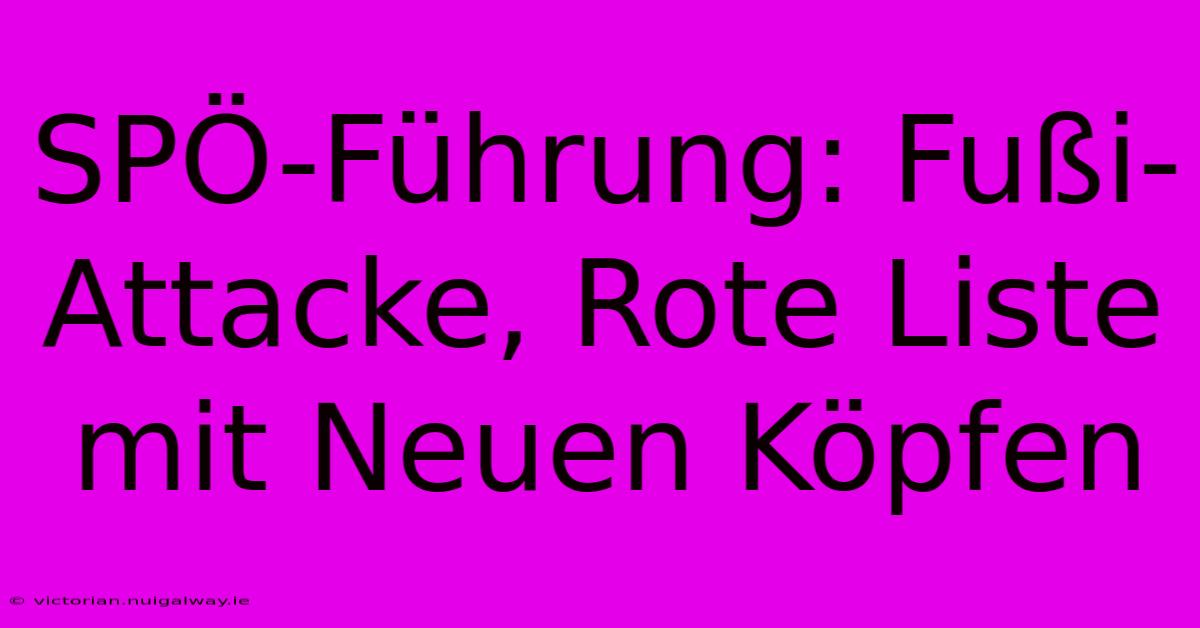 SPÖ-Führung: Fußi-Attacke, Rote Liste Mit Neuen Köpfen