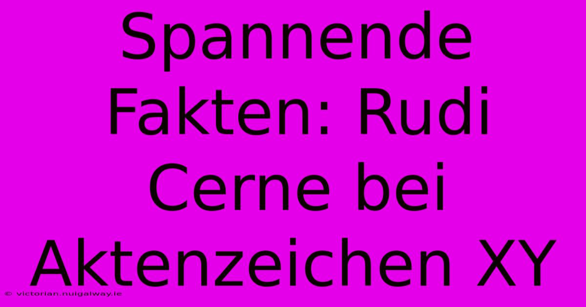 Spannende Fakten: Rudi Cerne Bei Aktenzeichen XY