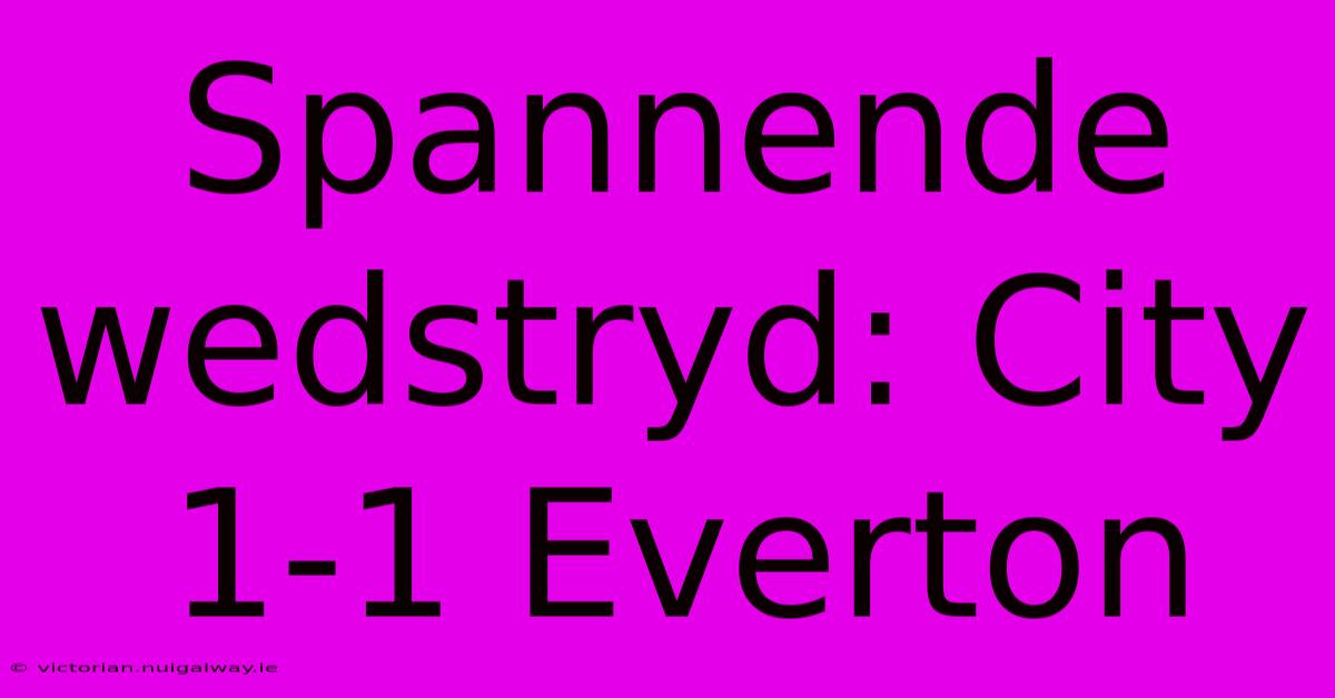 Spannende Wedstryd: City 1-1 Everton