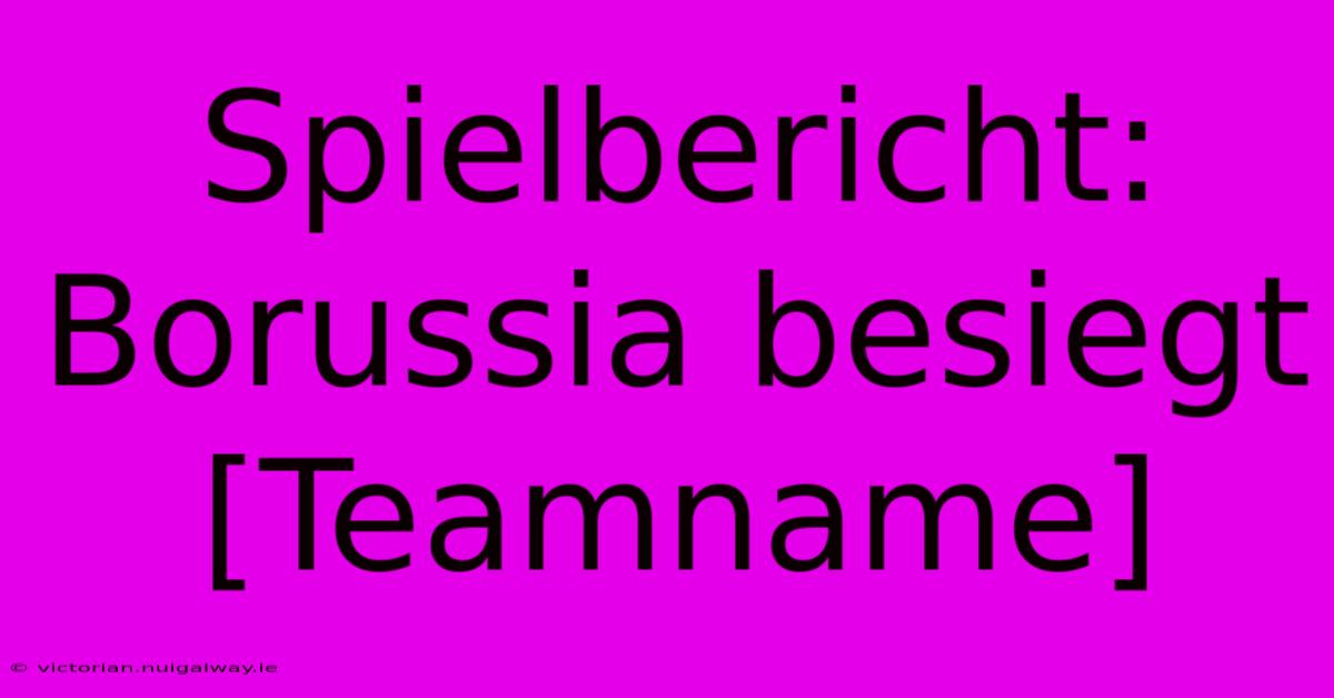 Spielbericht: Borussia Besiegt [Teamname]