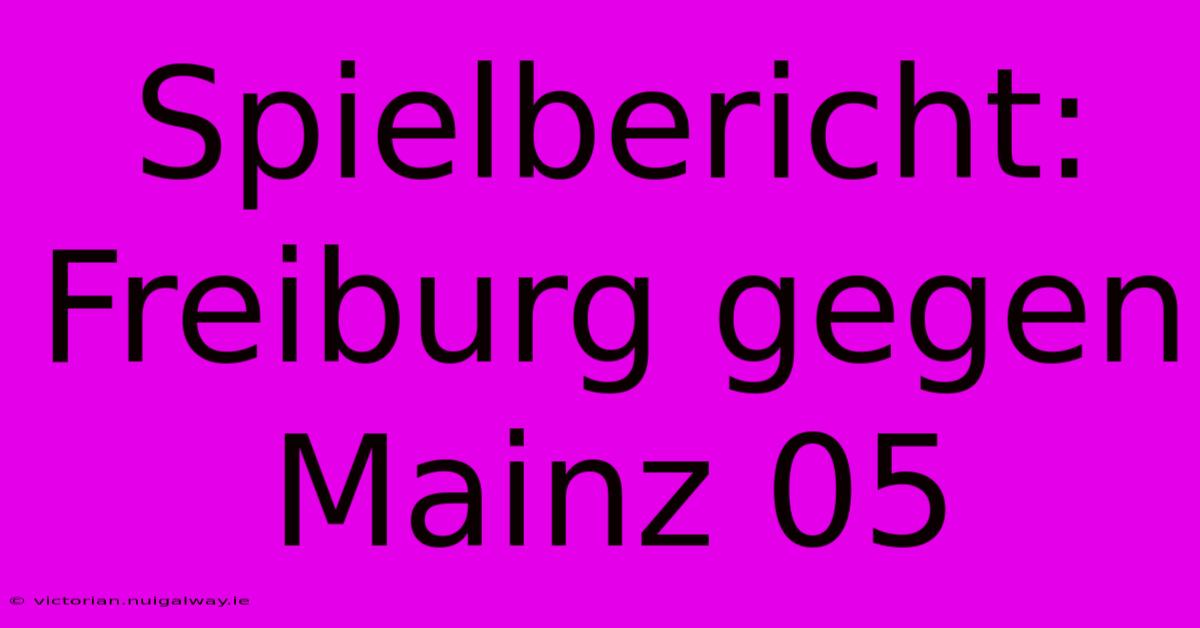 Spielbericht: Freiburg Gegen Mainz 05