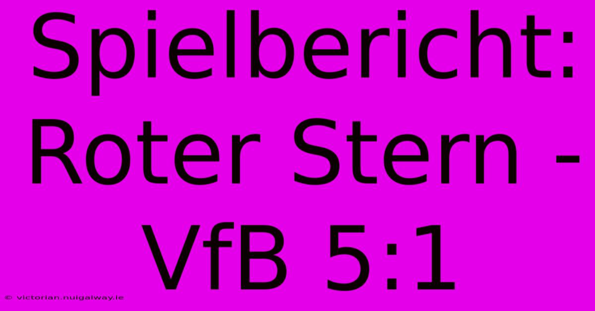 Spielbericht: Roter Stern - VfB 5:1