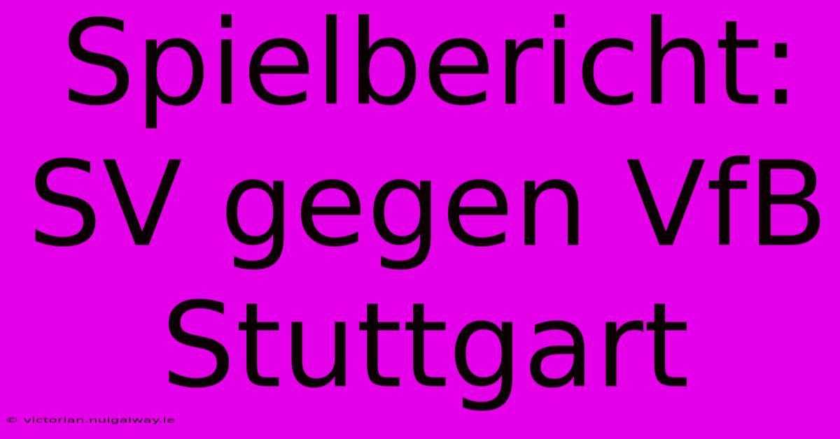 Spielbericht: SV Gegen VfB Stuttgart