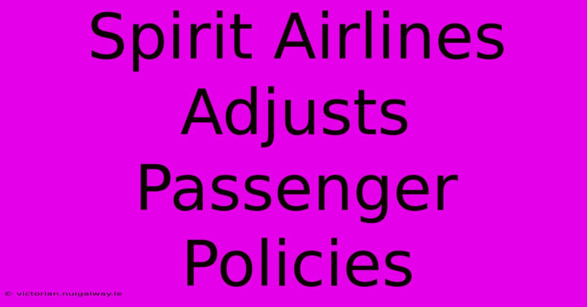 Spirit Airlines Adjusts Passenger Policies