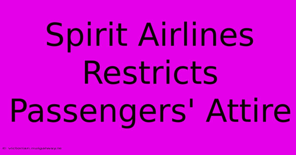 Spirit Airlines Restricts Passengers' Attire