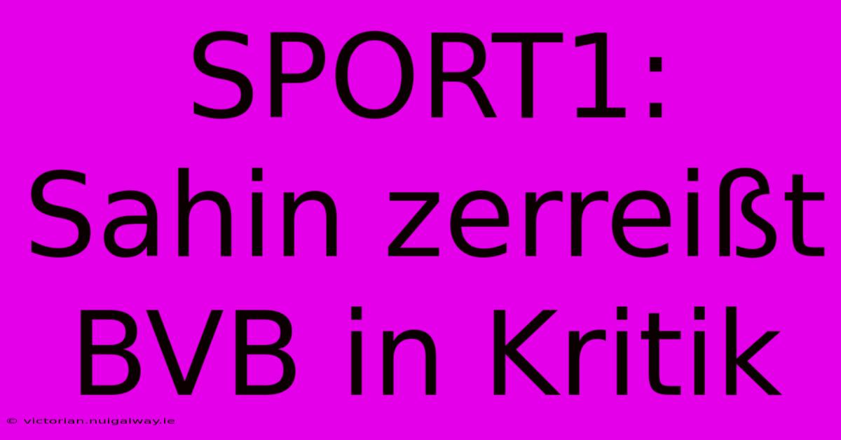 SPORT1: Sahin Zerreißt BVB In Kritik