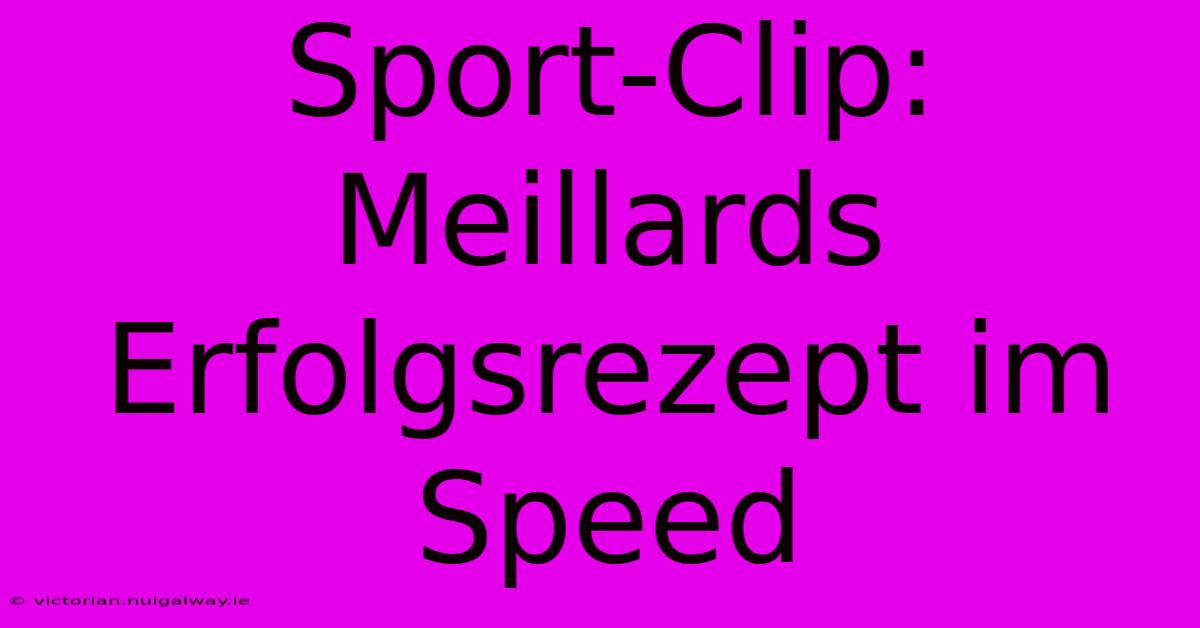 Sport-Clip: Meillards Erfolgsrezept Im Speed