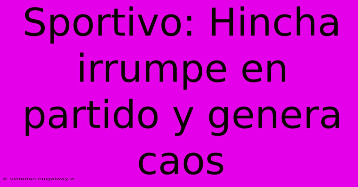 Sportivo: Hincha Irrumpe En Partido Y Genera Caos