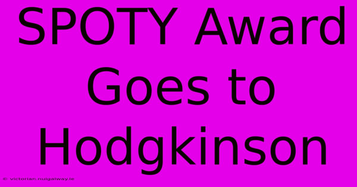 SPOTY Award Goes To Hodgkinson