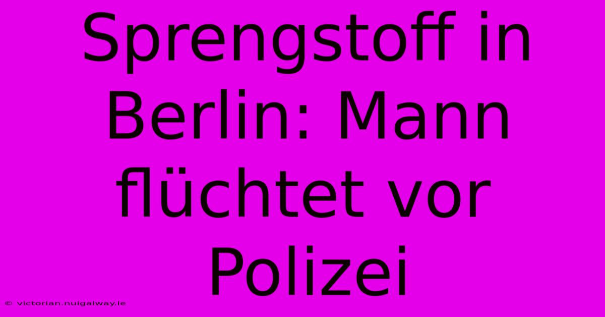 Sprengstoff In Berlin: Mann Flüchtet Vor Polizei