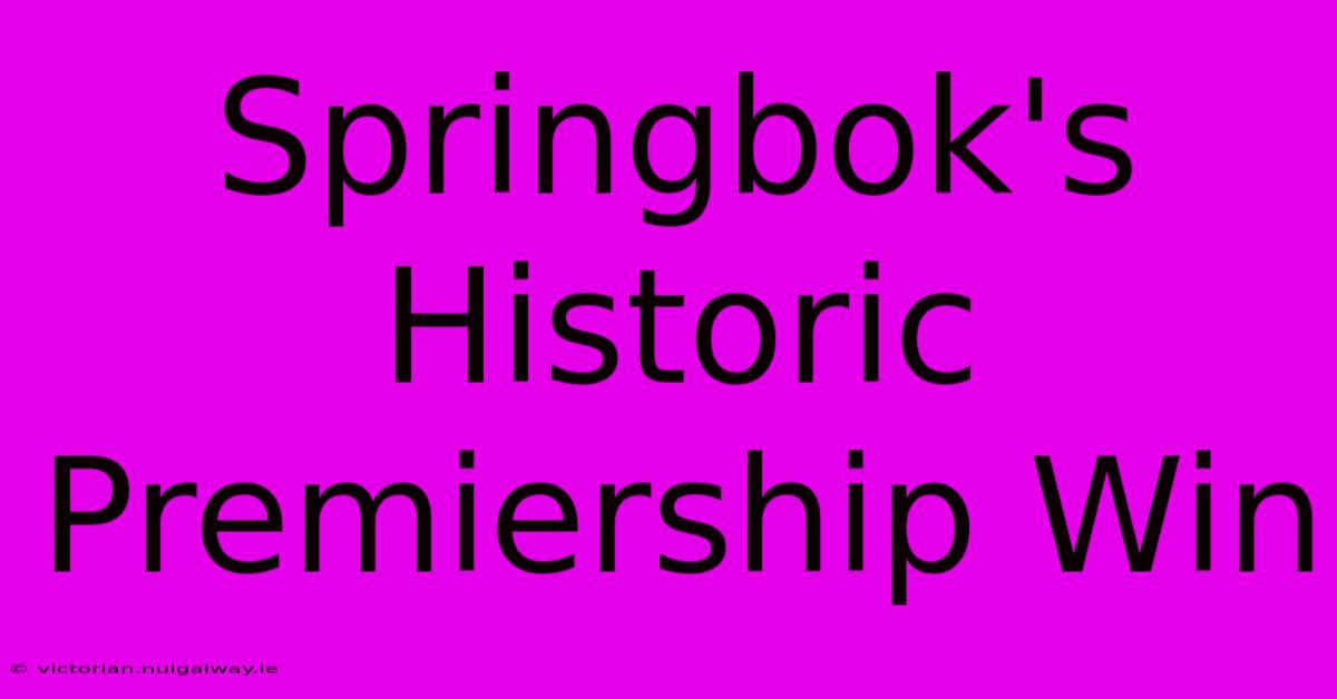 Springbok's Historic Premiership Win