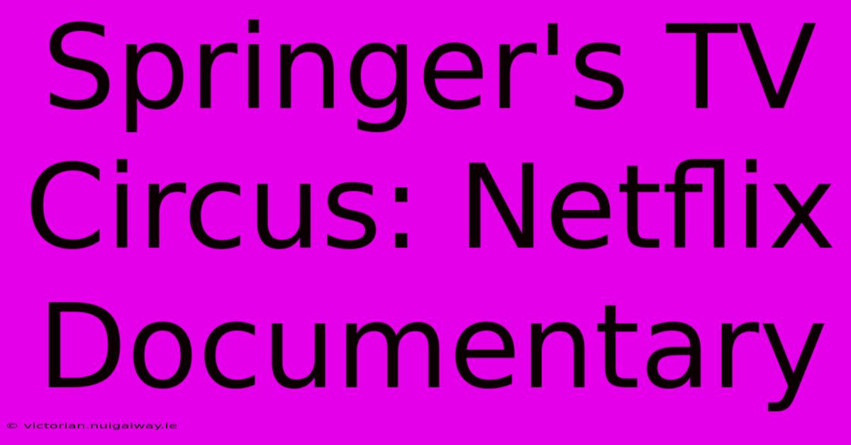 Springer's TV Circus: Netflix Documentary