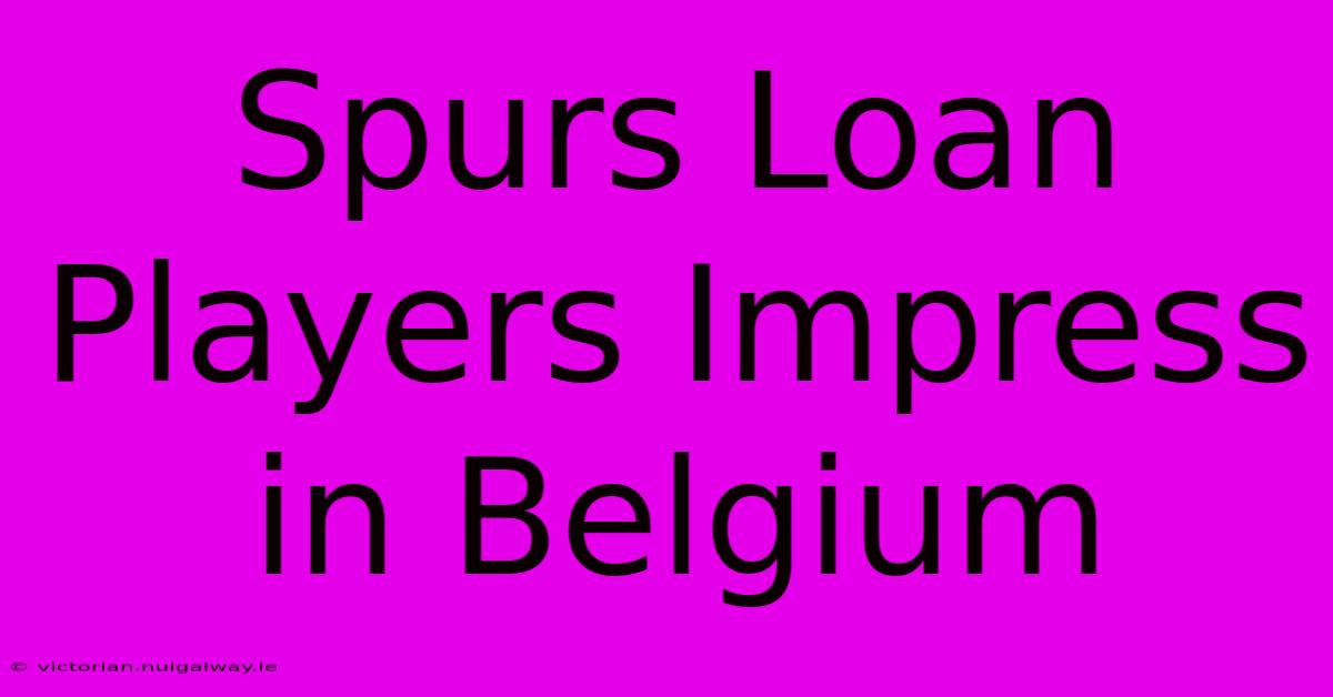 Spurs Loan Players Impress In Belgium 