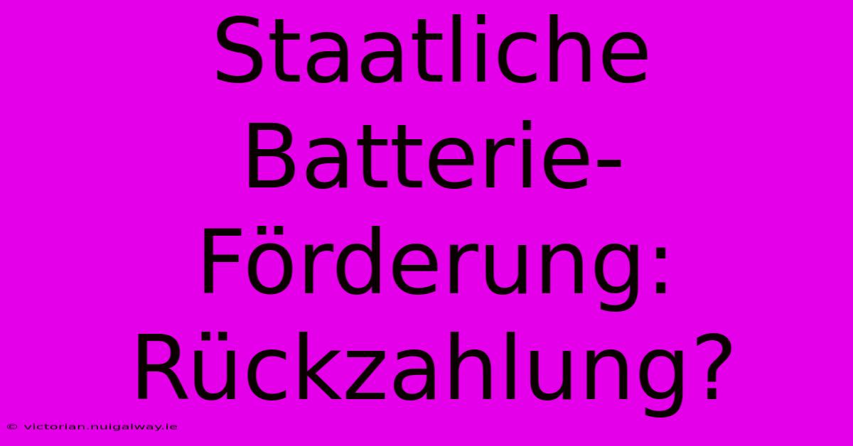 Staatliche Batterie-Förderung: Rückzahlung?