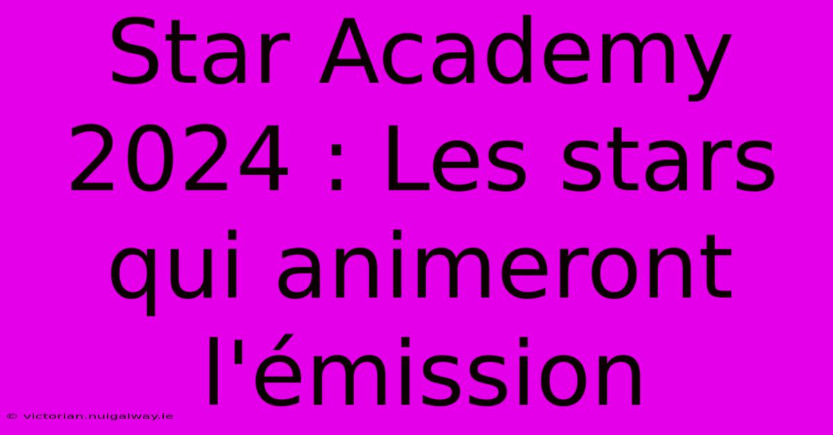 Star Academy 2024 : Les Stars Qui Animeront L'émission