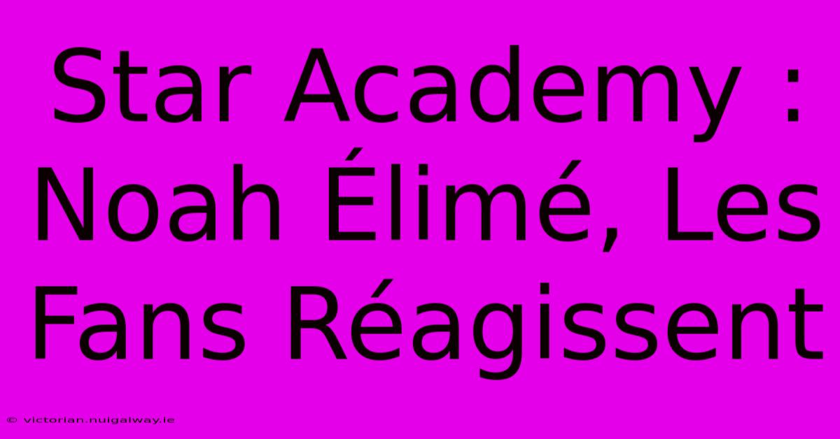 Star Academy : Noah Élimé, Les Fans Réagissent 