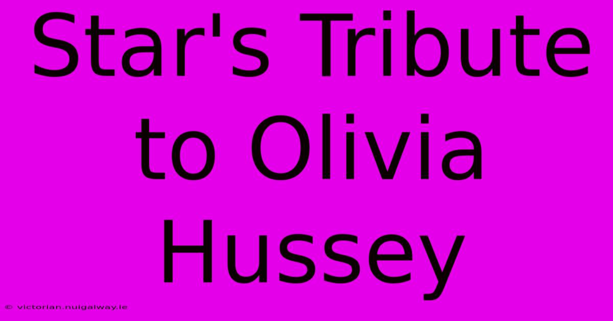 Star's Tribute To Olivia Hussey