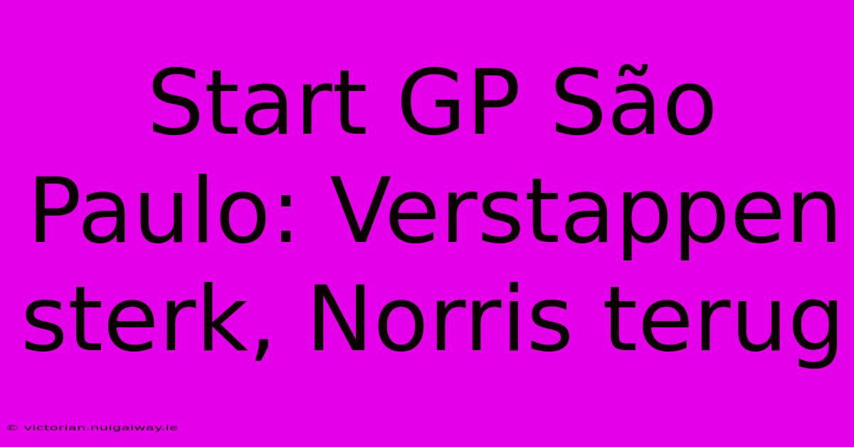 Start GP São Paulo: Verstappen Sterk, Norris Terug