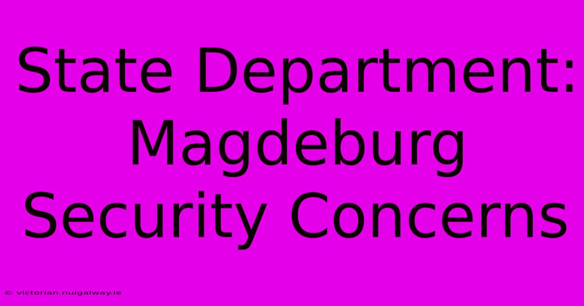 State Department: Magdeburg Security Concerns