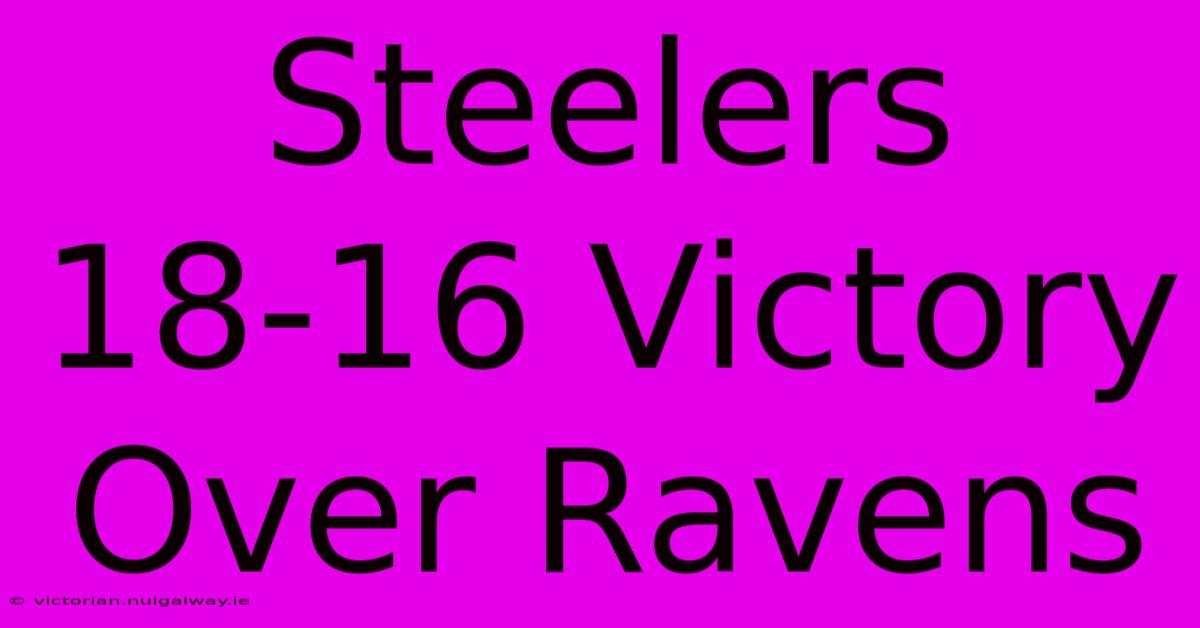 Steelers 18-16 Victory Over Ravens