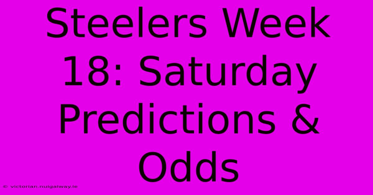 Steelers Week 18: Saturday Predictions & Odds