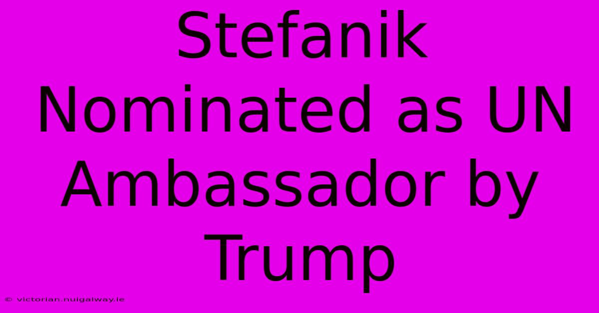 Stefanik Nominated As UN Ambassador By Trump 