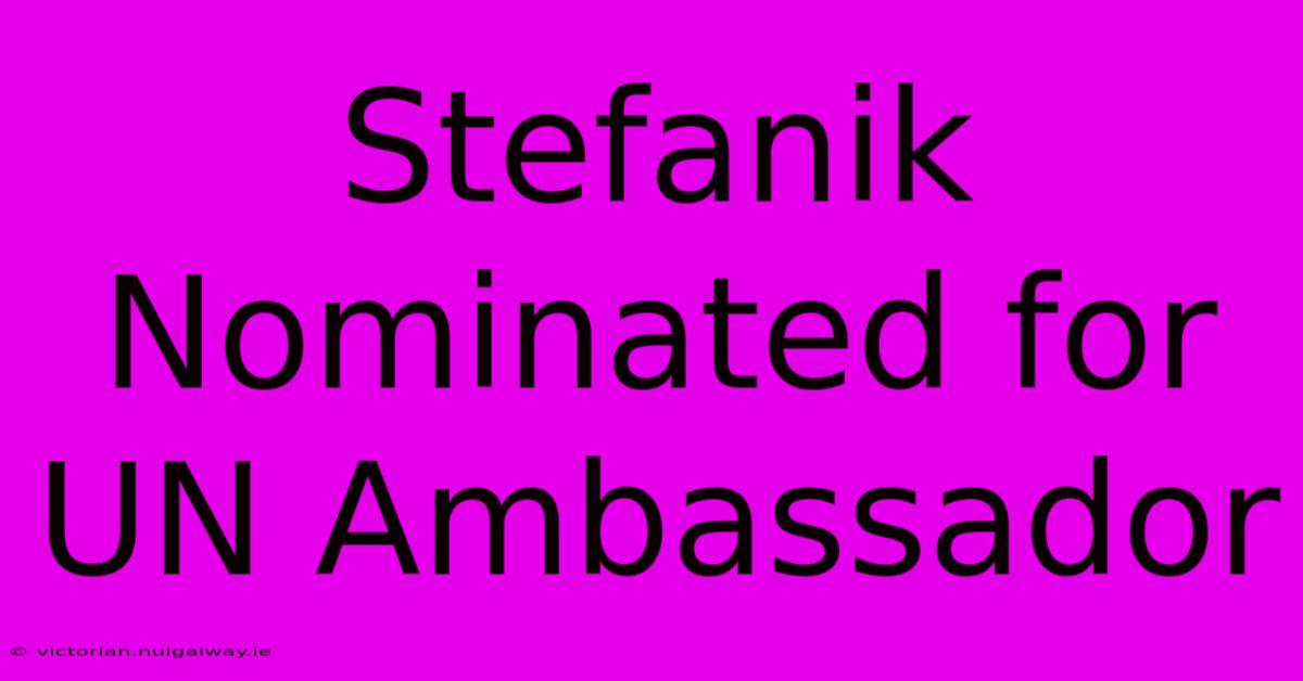 Stefanik Nominated For UN Ambassador