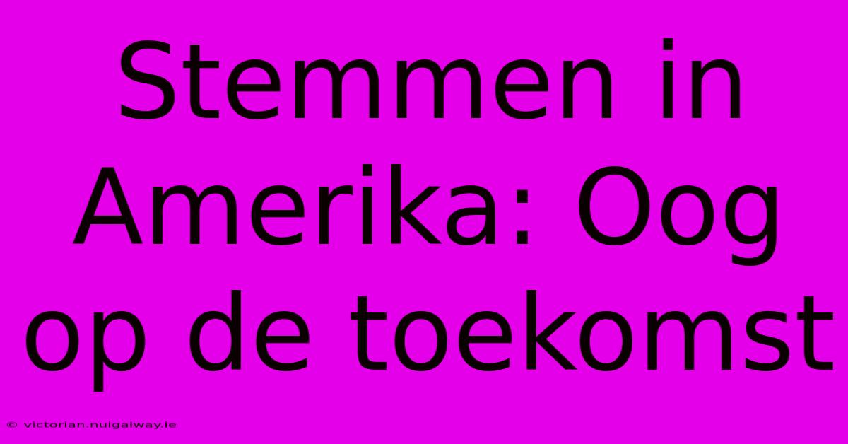 Stemmen In Amerika: Oog Op De Toekomst