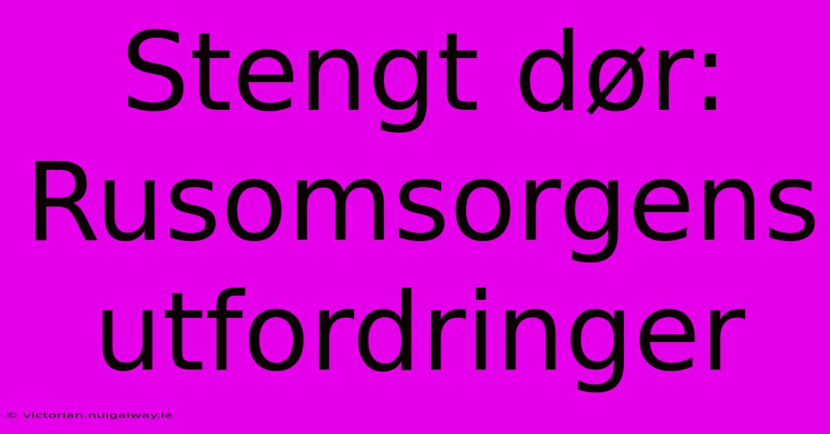 Stengt Dør: Rusomsorgens Utfordringer