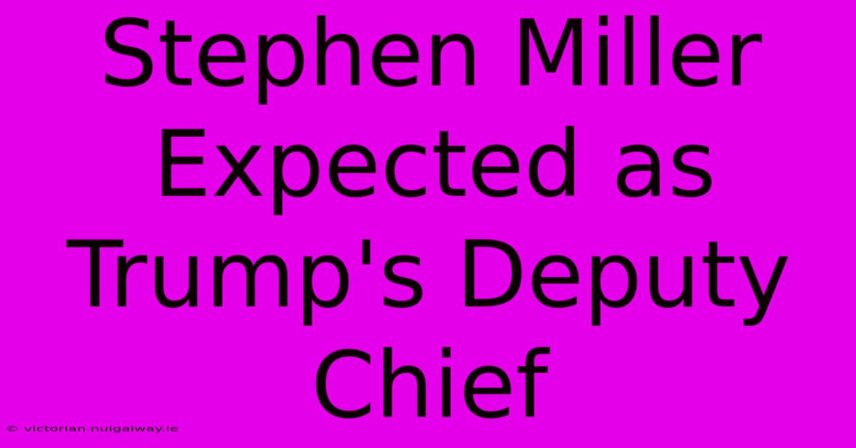 Stephen Miller Expected As Trump's Deputy Chief