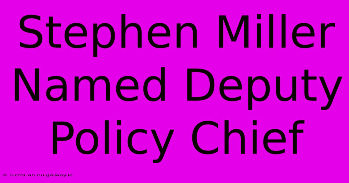 Stephen Miller Named Deputy Policy Chief