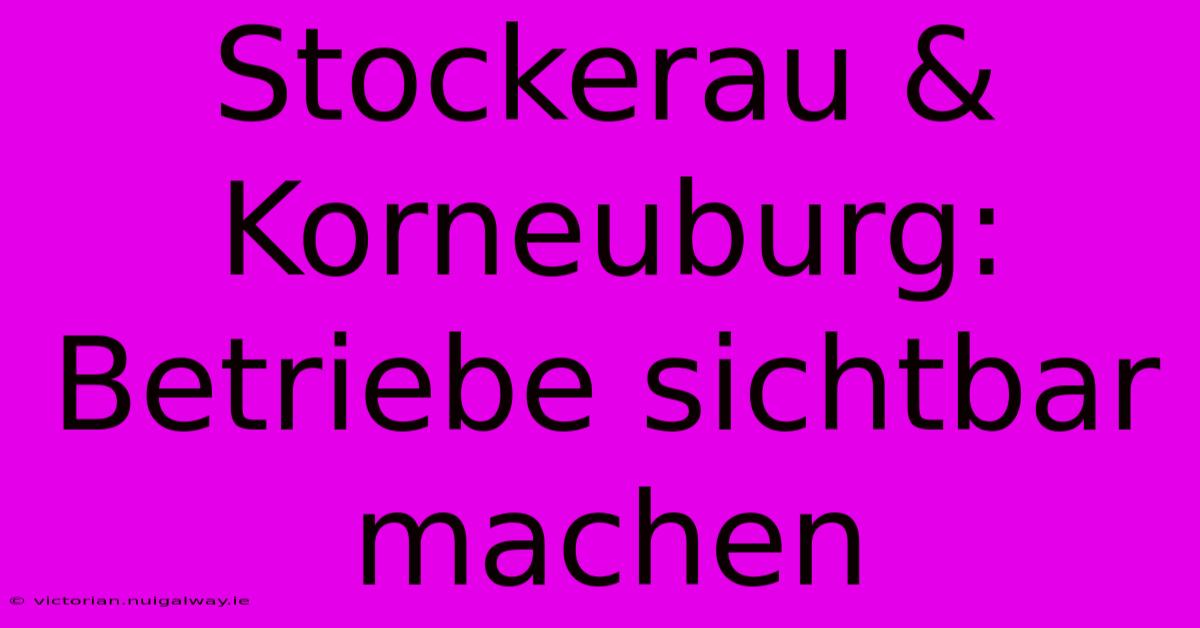 Stockerau & Korneuburg: Betriebe Sichtbar Machen