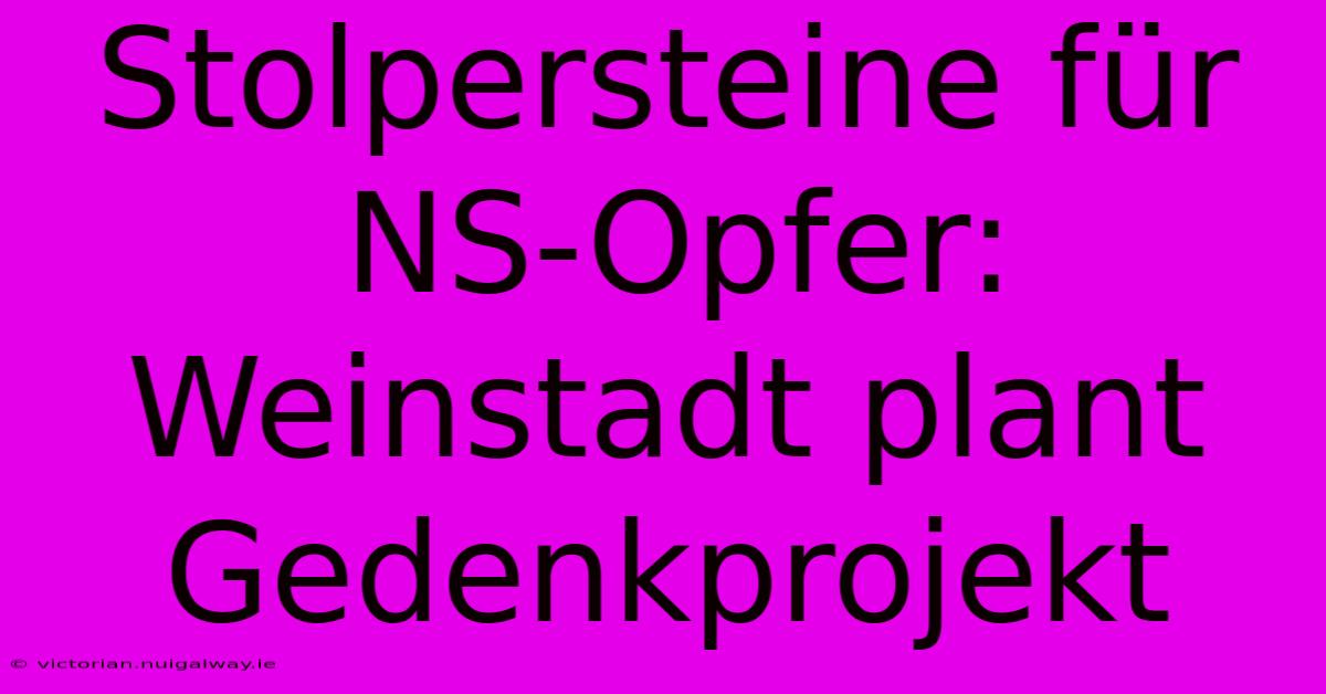 Stolpersteine Für NS-Opfer: Weinstadt Plant Gedenkprojekt