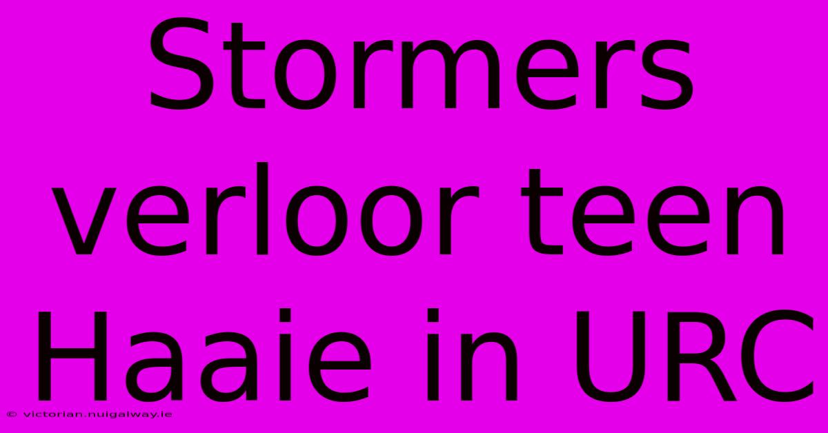 Stormers Verloor Teen Haaie In URC