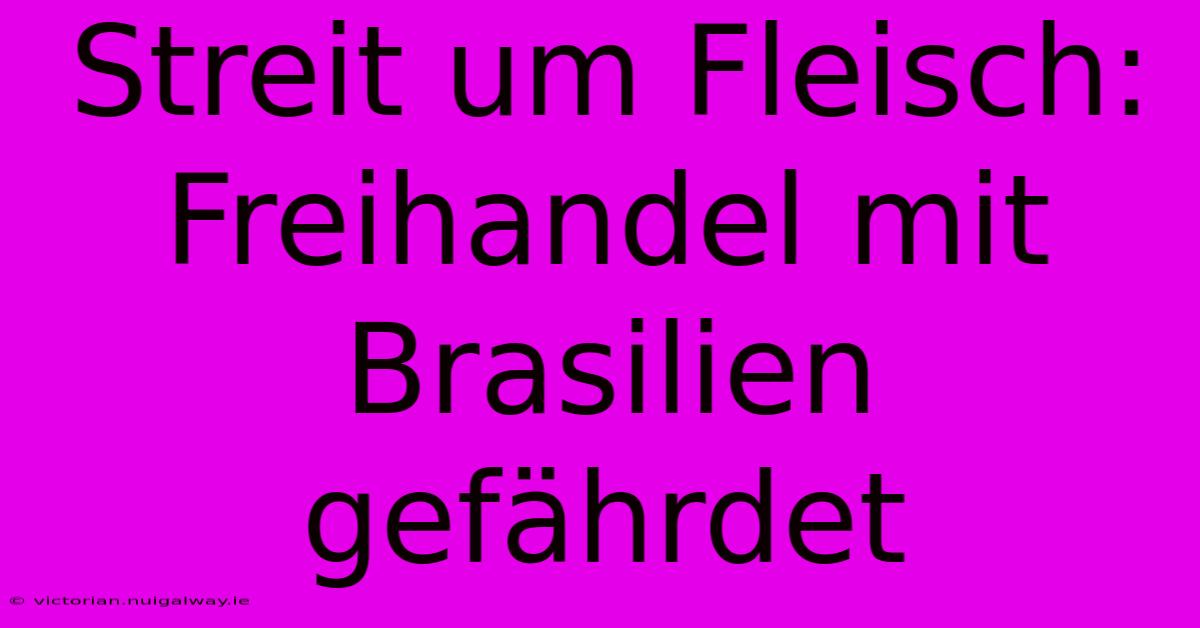 Streit Um Fleisch: Freihandel Mit Brasilien Gefährdet 