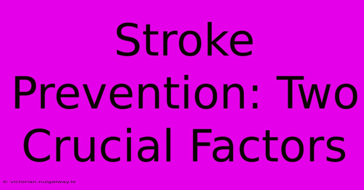 Stroke Prevention: Two Crucial Factors