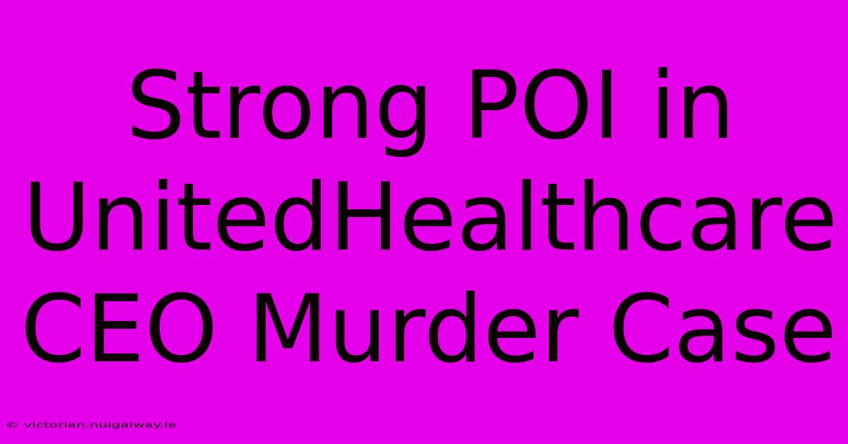 Strong POI In UnitedHealthcare CEO Murder Case