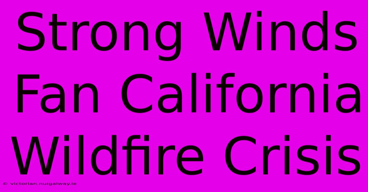 Strong Winds Fan California Wildfire Crisis