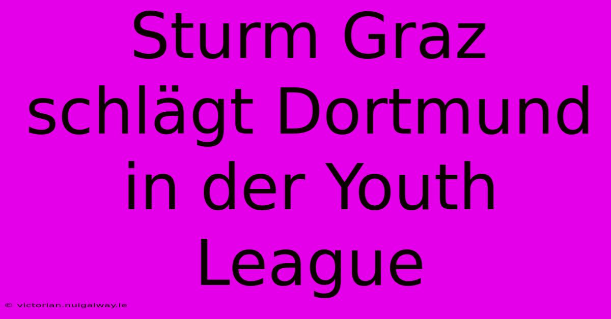 Sturm Graz Schlägt Dortmund In Der Youth League