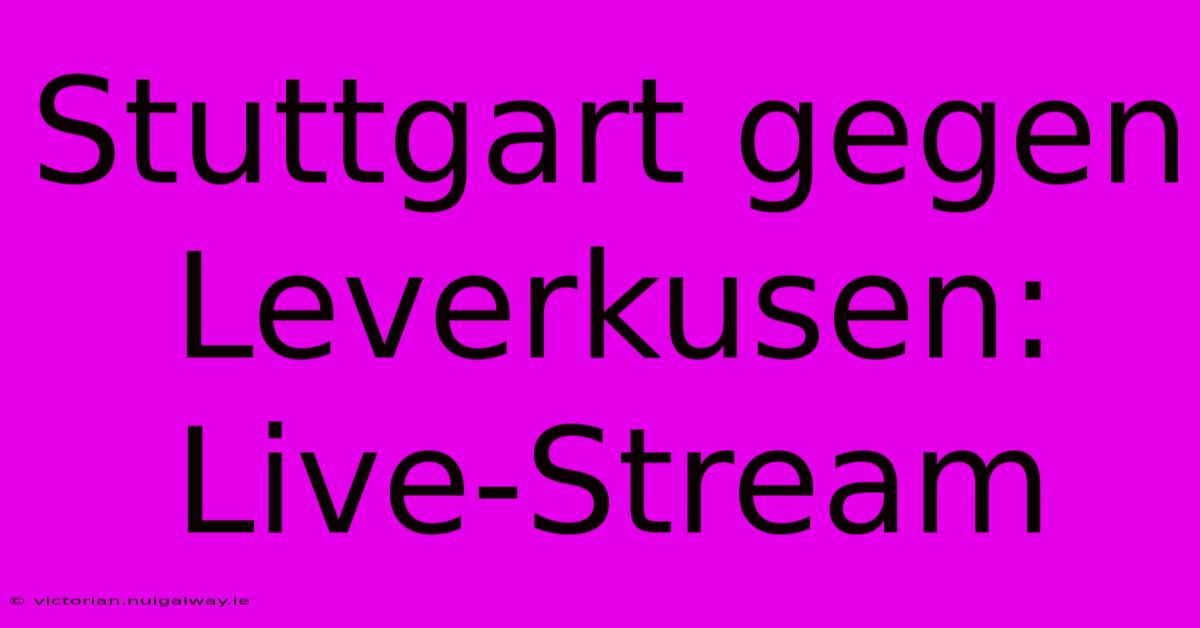 Stuttgart Gegen Leverkusen: Live-Stream 